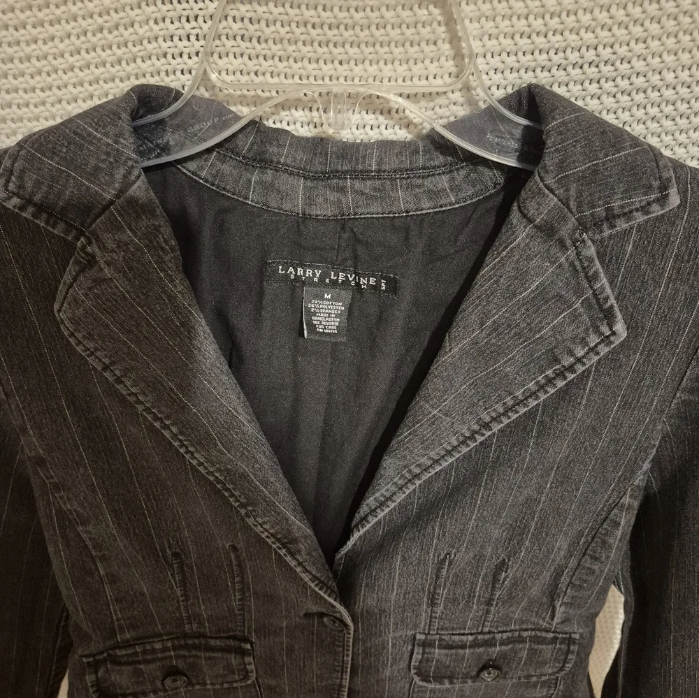Peplum Pinstripe Blazer - Picture 3 of 5
